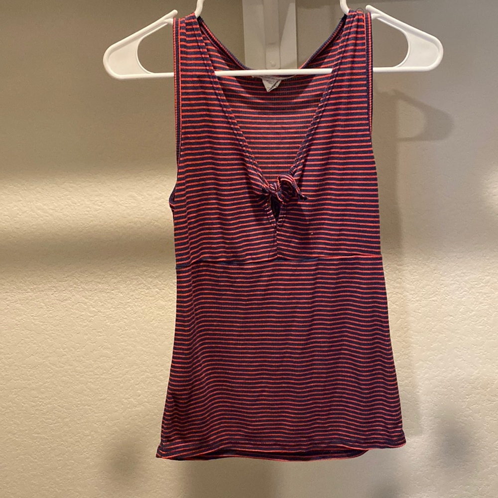 Navy and Red Striped Tie Tank
